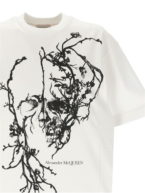 White t-shirt with logo print Alexander McQueen | 797820QZAM60900